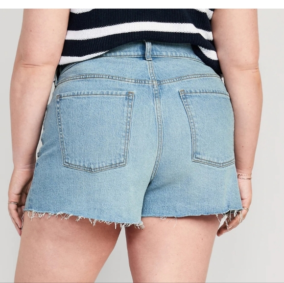 🔹Higher High-Waisted Button-Fly Sky-Hi A-Line Cut-Off Jean Shorts for Women - Picture 2 of 6